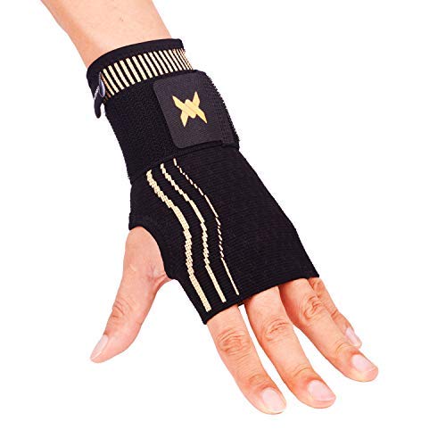Thx4COPPER Compression Wrist Bandage with Adjustable Strap, Copper Infused Wrist Cuff, Wrist Brace Osteoarthritis, Wrist Support for Carpal Tunnel Arthritis, Sprains Single