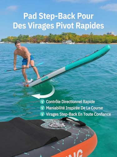 Niphean 380 cm Inflatable Paddle, 280 kg Capacity, Stand Up Paddle Touring with Complete Sup Accessories and Kick Pad, Adult and Youth Inflatable Paddle for Speed Surfing (Beginner Friendly)
