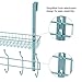 NEX Upgrade Over The Door Hook Shelf Organizer 5 Hooks with Basket Storage Rack for Coats & Towels (Auqa Blue)