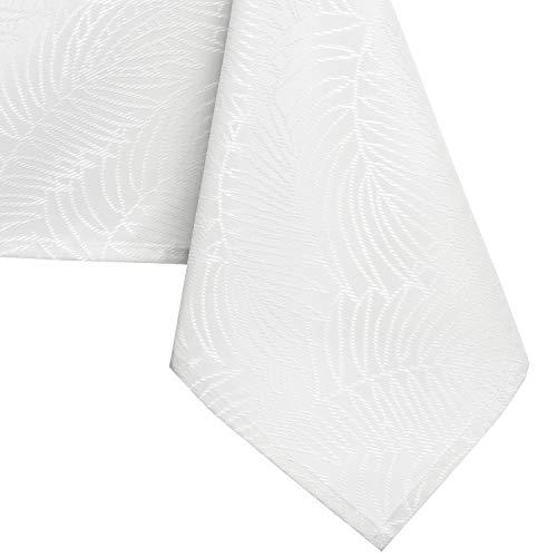 AmeliaHome Gaia Lotus Effect Water-Repellent Polyester Tablecloth 150 x 150 cm White