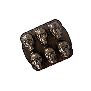 Nordic Ware Spuk Totenkopf-Muffins, Aluminium, Bronze, Haunted Skull Cakelet Pan