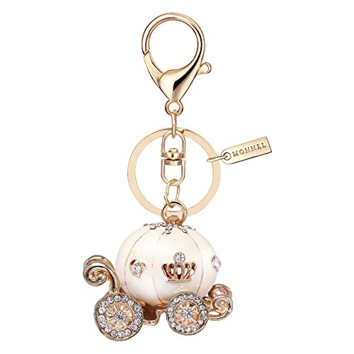 Bling White Princess Pumpkin Carriage Keychain with Pouch Bag MZ881-2