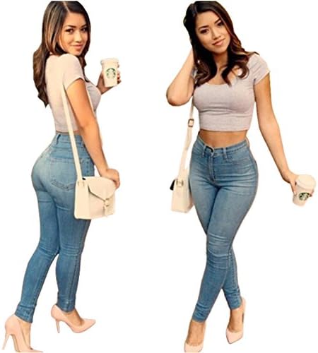 Angcoco Women's High Waisted Sexy Butt Lift Stretch Leggings Jeans Denim Pants