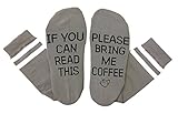 Saucey Socks - Please Bring Me Coffee Socks (9-11, COFFEE - Grey with Black Lettering - Prime)