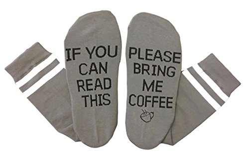 Saucey Socks - Please Bring Me Coffee Socks (9-11, COFFEE - Grey with Black Lettering - Prime)