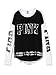 Victoria's Secret PINK Bling Varsity Crew Tee Shirt Sequin Logo Black White (X-Small)