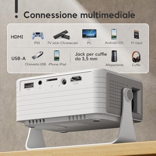 Projector AKIYO O1 Portable Projector 15000 Lumens, 2026 Upgraded 4K Video Projector Support Full HD 1080P, Car Keystone, 50% Zoom, 360° Rotatable for Phone/TV Stick/HDMI/USB/TF