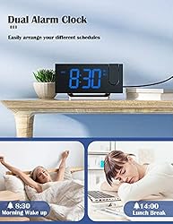 Alarm Clock Radio, Digital Clock with 0-100% Dimmer