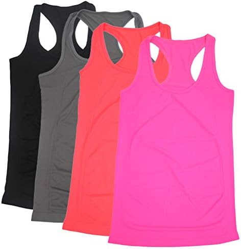 BollyQueena Racerback Tank Top, Women's Workout Tanks Tops 1,2,4 Packs S-XL