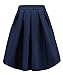 FACE N FACE Women's High Waisted A line Street Skirt Skater Pleated Full Midi Skirt Medium Navy