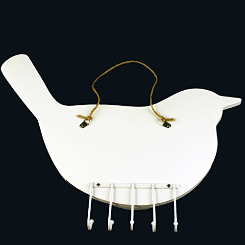 Wooden Bird Wall Mirror with Tray & Hooks - Image 4