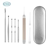 Stainless Steel Ear Pick+ LED Earwax Removal Tool Kit 5-Pack with Storage Box for Man Women and Kids