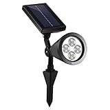 LIEYANG Outdoor Bright White/Warm White 4 LED Solar Spotlight / Solar Powered Light for Landscape, Garden, Driveway, Pathway, Yard, Lawn, Etc. Solar Energy Exterior Lighting; Auto-on at Night and Auto-off by Day; Installs Easily, just Stick into Grou