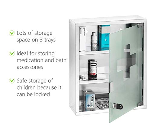 WENKO Medicine Cabinet with Lock, Wall mounted Bathroom Storage ...