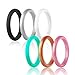 beilove Thin and Stackable Silicone Wedding Ring for Women,Singles,4 & 6 Packs,Black,Turquoise,White,Gold