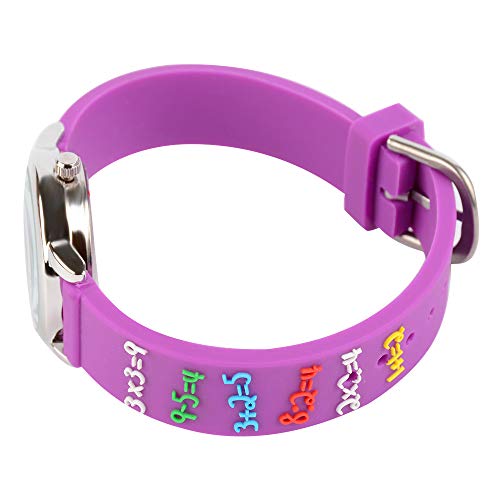 Venhoo Kids Watches 3D Cute Cartoon Waterproof Silicone Children Toddler Wrist Watch Time Teacher Birthday Gift for 3-10 Year Boys Girls Little Child (Metal Purple Number) - Thumbnail 4