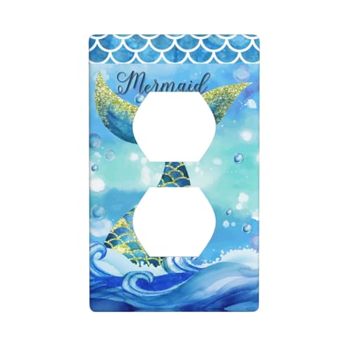 Impressão decorativa náutica colorida de cauda de sereia