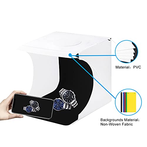 PULUZ Mini Photo Studio Light Box, Photo Shooting Tent kit, Portable Folding Photography Light Tent kit with 2 LED Panels and 6 Colors Backdrops, for Small Size Products