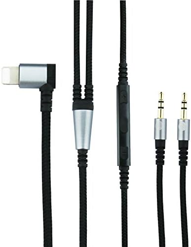 NEOMUSICIA Replacement Cable for Hifiman HE400S / HE-400I / HE560 / HE-350 / HE1000 / HE1000 V2 headphone, Lightning jack Adapter cord with Inline Mic &amp; Remote volume for iphone 7 / 7plus