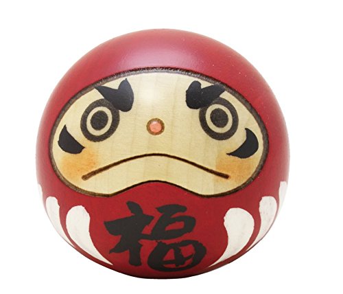 Usaburo Sosaku Kokeshi Doll, Red Color Daruma Version, 5.8cm(2.28'') W x 5.8cm(2.28'') D x 5cm(2'') H, Wood Material, Made in Gunma Prefecture, Japan