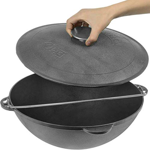Kazan-Mangal-Uzbek-12-L-Cast-Iron-Pot-Plov-Pilaf-Making-Cookware-Insulated-Double-Handle-Dish-Heavy-Duty-Oven-with-Lid-Frying-Dutch-Pan