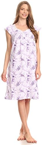 Pink Label 0077 Women Night Gowns Sleep Shirts Pajamas (Purple, X-Large)
