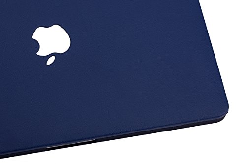 KEC MacBook Pro 15 Inch (2016, Touch Bar) Leather Case Cover Folio Italian Pebble Leather A1707 (Dark Blue Leather)