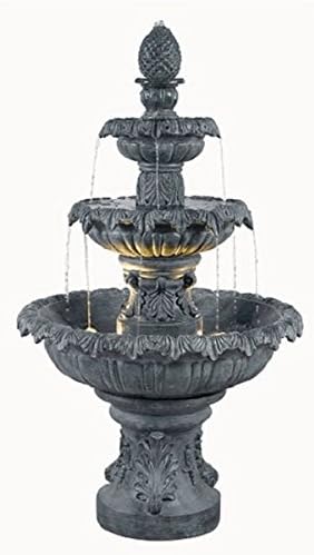 55" Three Tier Outdoor Patio Garden Water Fountain - Old Stone Finish