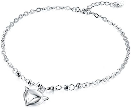 Women Anklet 925 Sterling Silver Fox Ball 24cm/10" Adjustable Anklet,Summer Beach Foot Jewelry For Girls - Nickel Free