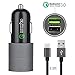 Rapid USB C Car Charger Adapter, Compatible for Samsung Galaxy S20 Plus/S20/S20 Ultra/S10+/S10/S10e/S9+/S9/S8, Note 10/Note 9/Note 8, 18w Dual-Port Quick Charge 3.0, Fast Charging Type C Cable 3.3FT