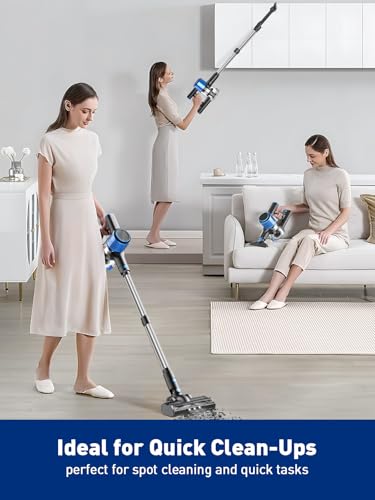 SINCHEREU A27B Cordless Vacuum Cleaner, 8-in-1 Powerful Suction Stick Vacuum, 40Mins Runtime Detachable Battery, 3 Power Modes & LED Display, Ideal for Home, Car, Hard Floor, Carpet, Pet Hair