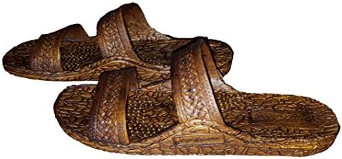 Unisex Hawaiian Jesus Sandals Double Strap Rubber Slides (10, Brown)