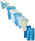 Gerber Baby-Boys Newborn Seriously Cute 9 Piece Bodysuits Pants and Caps Set, Blue, 0-3 Months
