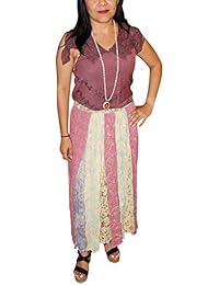 Women's Long Skirts Multi Embroidered Flared Flirty Fall Maxi Skirts S/M