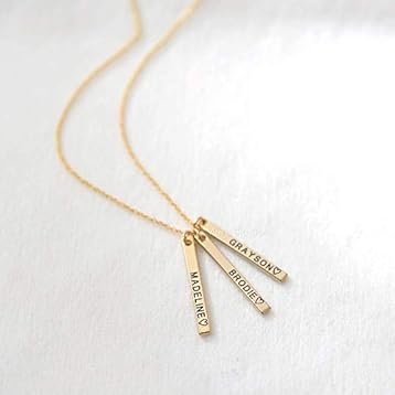 mothers bar necklace with children's names