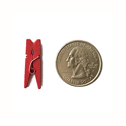 LWR Crafts Wooden Mini Clothespins 200 Per Pack 1" 2.5cm (Red)