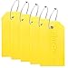 BlueCosto - Luggage Tags - Large, Yellow, 5 PK - PVC Suitcase Tags w/Privacy Cover & Stainless Steel Wire Loops - Personalized Baggage Identifiers for Travel - Backpack Name Labels
