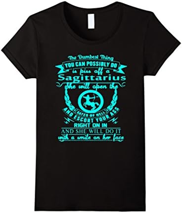 Women's Sagittarius  She will open the gates of hell T Shirt Large Black