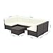 Wisteria Lane Patio Furniture Sofa Set, 5 PCS Outdoor Sectional Sofa Seating with Ottoman and Table, All Weather Grey Wicker