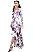 KOH KOH Womens Long Sleeve Casual Elegant Floral Print Wrap Slit Gown Maxi Dress
