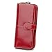Yafeige Women's RFID Blocking Luxury Large Capacity Bifold Genuine Leather Clutch Wallet with ID Window(Red)