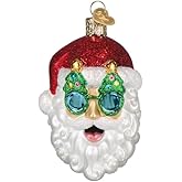 Old World Christmas Tree Shades Santa Glass Blown Ornament for Christmas Tree, Handcrafted Holiday Decoration, Santa Collection
