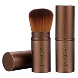ACEVIVI Retractable Makeup Brush Dense Bristles Makeup Brush Concealer Foundation Blush Face Powder Bronzer Handle Brush, Coffee