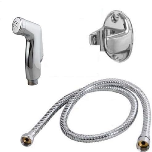 SHRUTI PVC Health Faucet Cohler Type with 2Mtr Trans Silver Shower Tube & Chrome Plated Stand (1178-1167)