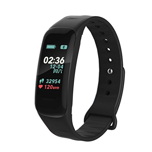 Fitness Tracker Watch,AMA(TM) New Version Waterproof Bluetooth Smart Sports Watch with Heart Rate Blood Oxygen Pressure Sleep Monitor Pedometer Calorie Counter Smart Band with Colorful Screen (Black)