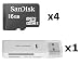 4 PACK - SanDisk 16GB MicroSD HC Memory Card SDSDQAB-016G (Bulk Packaging) LOT OF 4 with USB 2.0 MicoSD & SD Memory Card Reader  primary