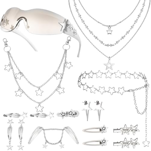 Y2K Accessories Set Alloy Plastic 60 Pieces Retro Jewelry Hair Clips Amazon.com : Yuxung 60 Pcs Silver Star Hair Clips for Women  main image 4