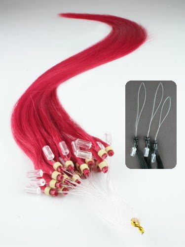 Micro Loop Ring Human Hair Extensions 25 Strands, Color Red 16 by Simply Whipped