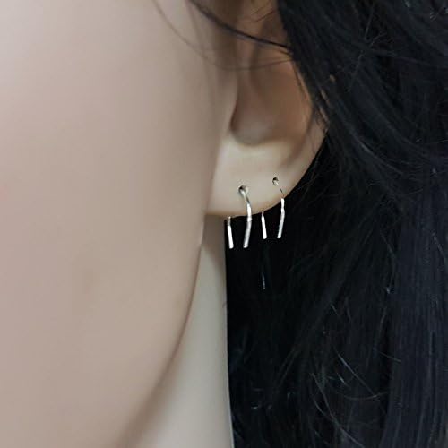 Short Arc Earrings Sterling Silver 925, U Shaped Sleeper Earrings for Everyday, Pair