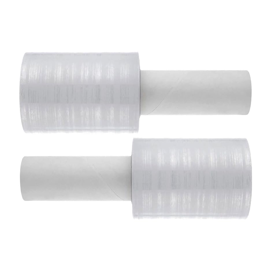 Photo 1 of 2 Pack Stretch Wrap Film with Handle,4 inch X 1000Ft 80 Guage Industrial Mini Stretch Wrap Film, Self-Adhesive Plastic Wrap for Packing,Moving